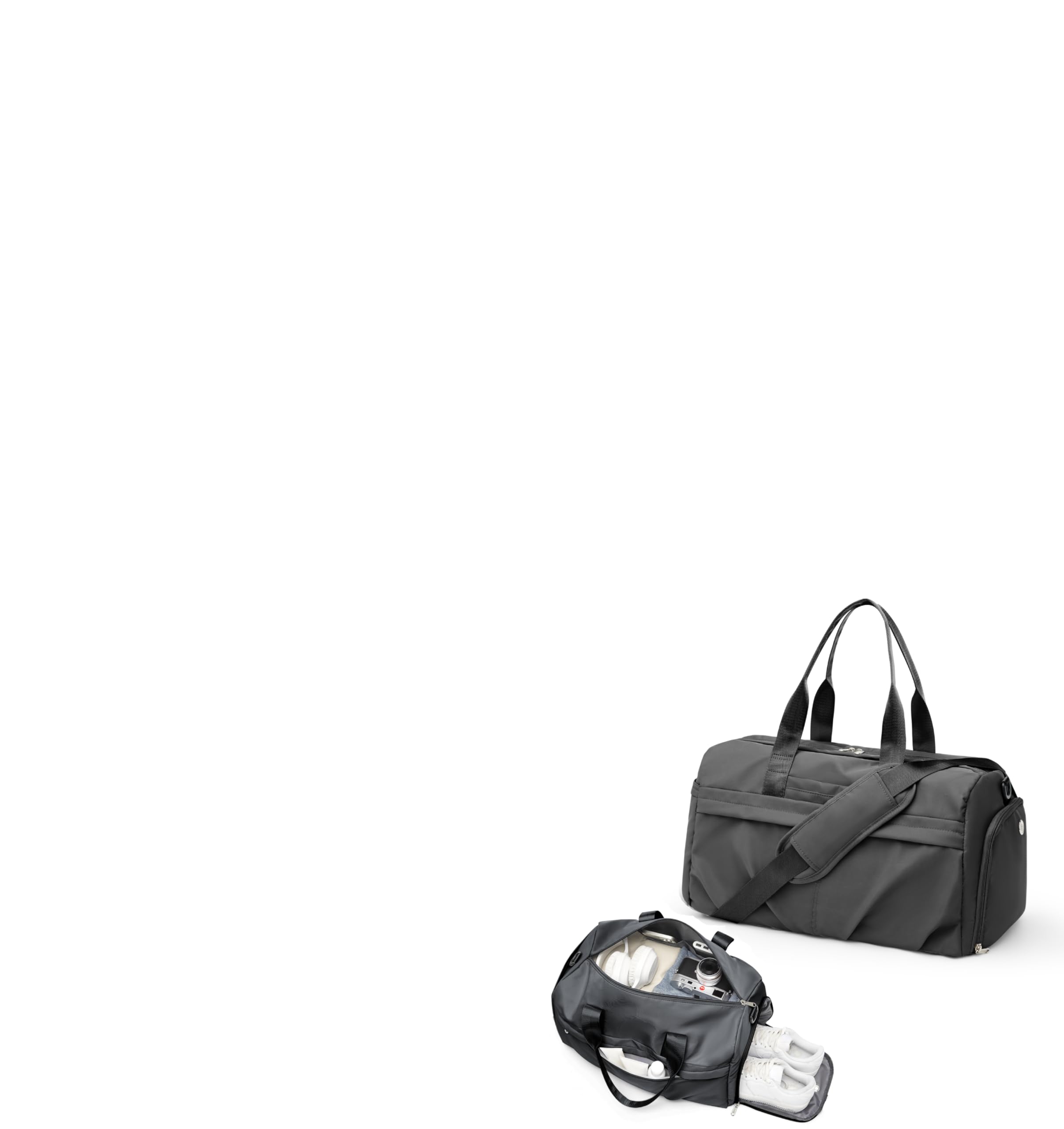 livbote Gym Duffle Bag with Shoe Compartment for Women Men Sports Workout Carry on Weekend Overnight Bag, Grey