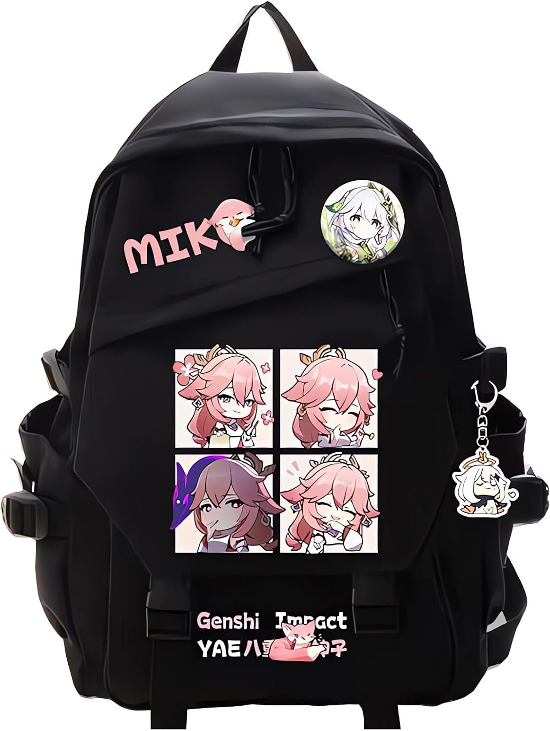Game Backpack Yae Miko Backpack Cute 3D Printed Daypack Laptop 17" Large Capacity Travel Black BackPack With Gift