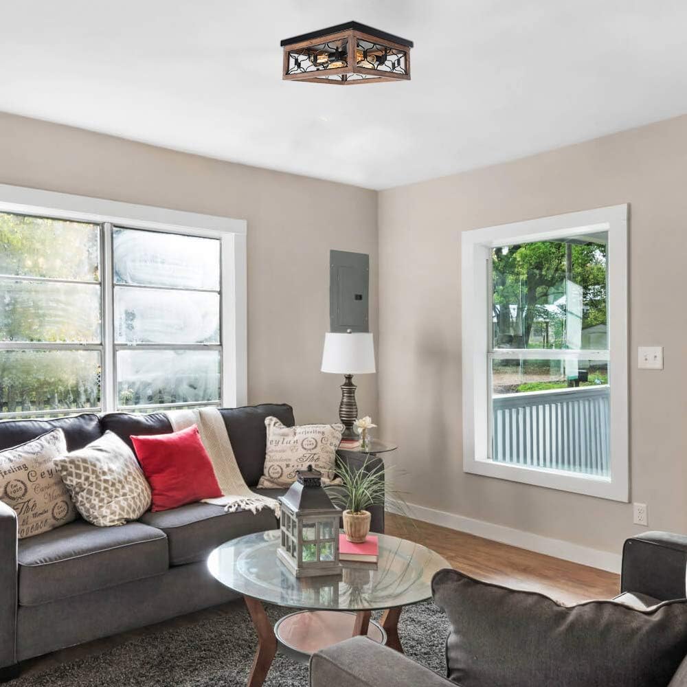 Best Promo Beuhouz Square Farmhouse Light, Rustic Black Ceiling Light Fixture Metal Industrial Close to Ceiling Light 4 Light Edison E26 8048 New Arrivals Beuhouz Square Farmhouse Light, Rustic Black Ceiling Light Fixture Metal Industrial Close to Ceiling Light 4 Light Edison E26 8048