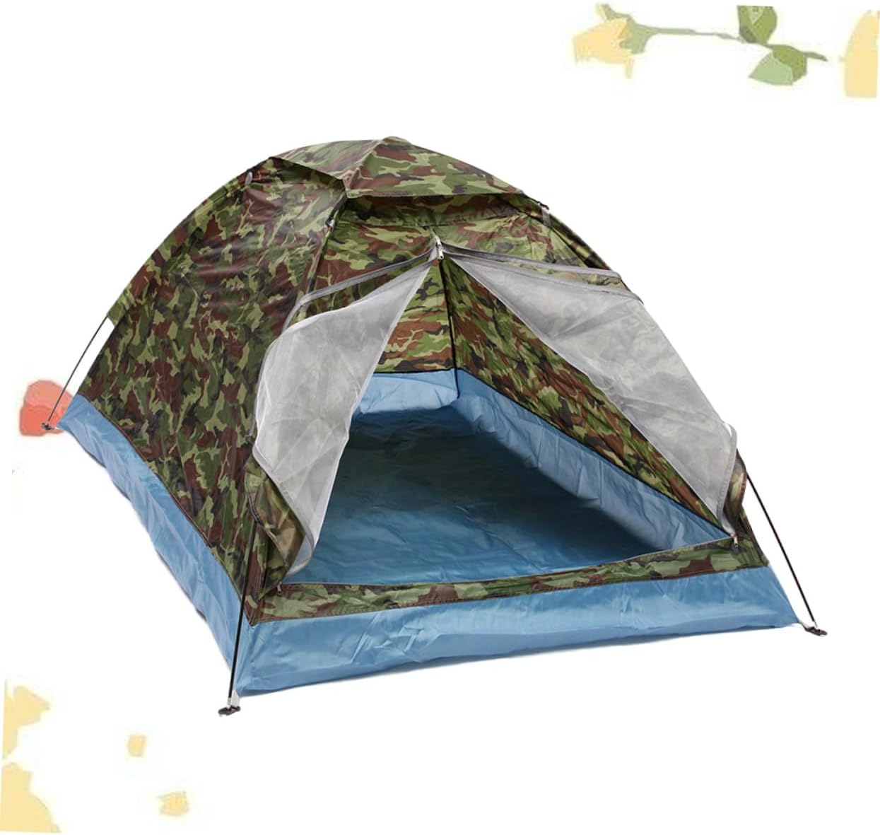 BESPORTBLE Double Person Camouflage Camping Tent Ultra-Light Single Layer Outdoor Shelter with Mesh Door and Glass Fibre Poles for Beach Picnic Hiking