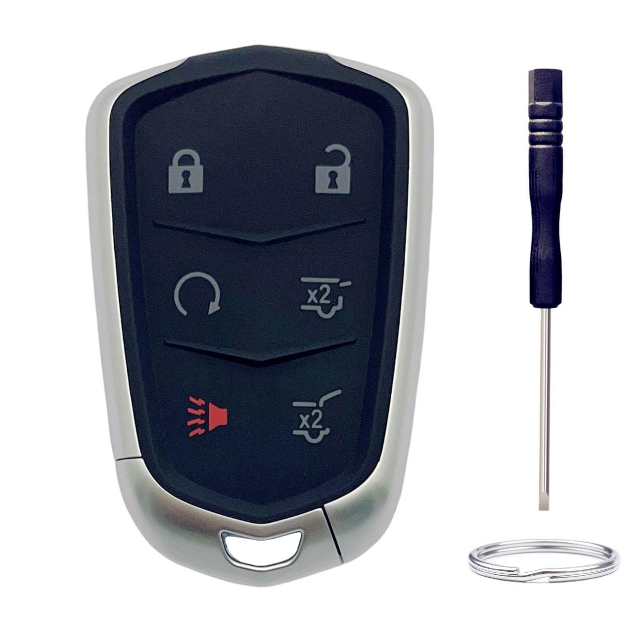 Carcasa de repuesto para llavero Cadillac Escalade ESV 2015 2016 2017 2018 2019 2020 6 botones para entrada sin llave de coche (6 botones)