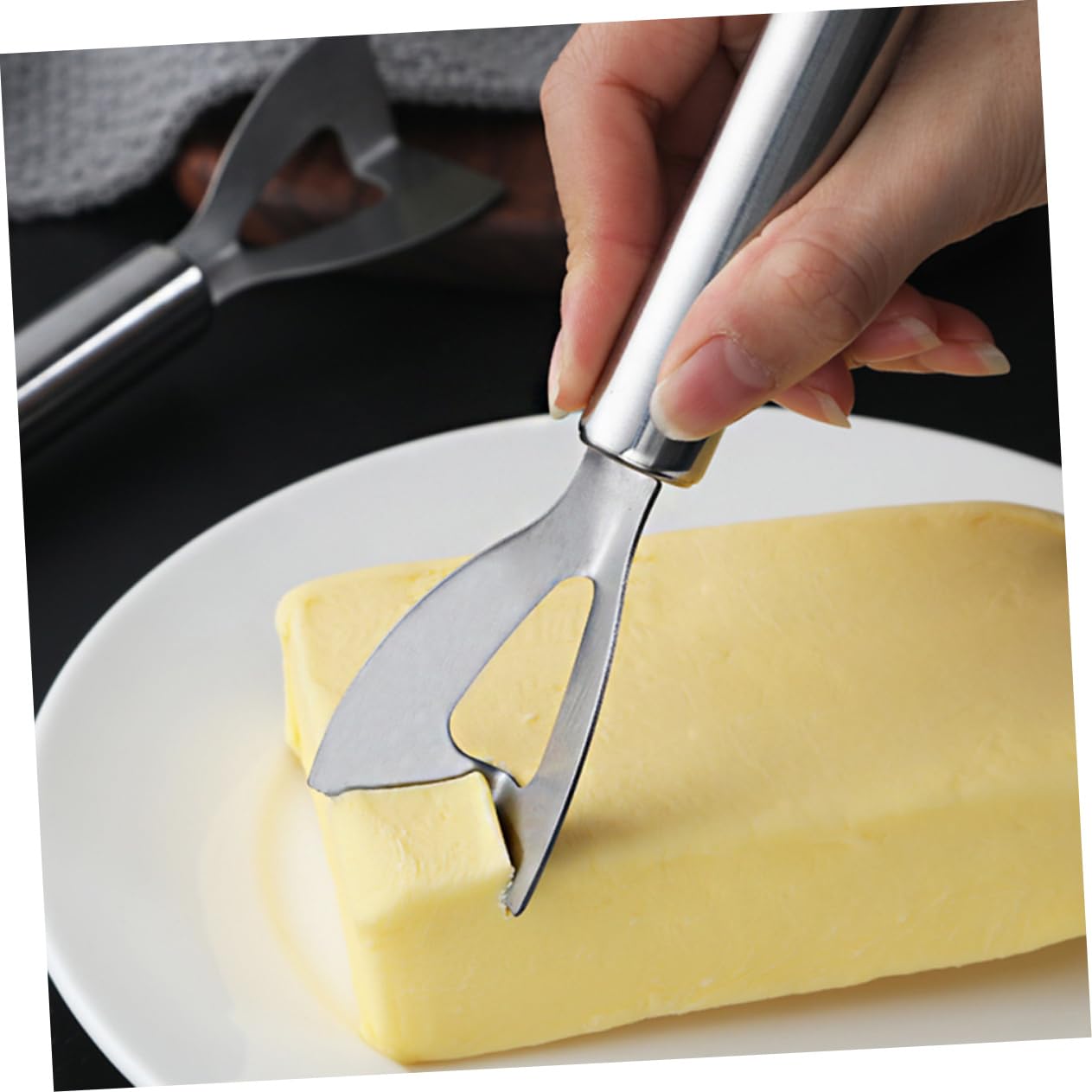 KICHOUSE 3pcs Stainless Steel Butter Slicer and Cheese Cutter Compact Kitchen Tools for Preparation for Home Restaurants and Baking Shops