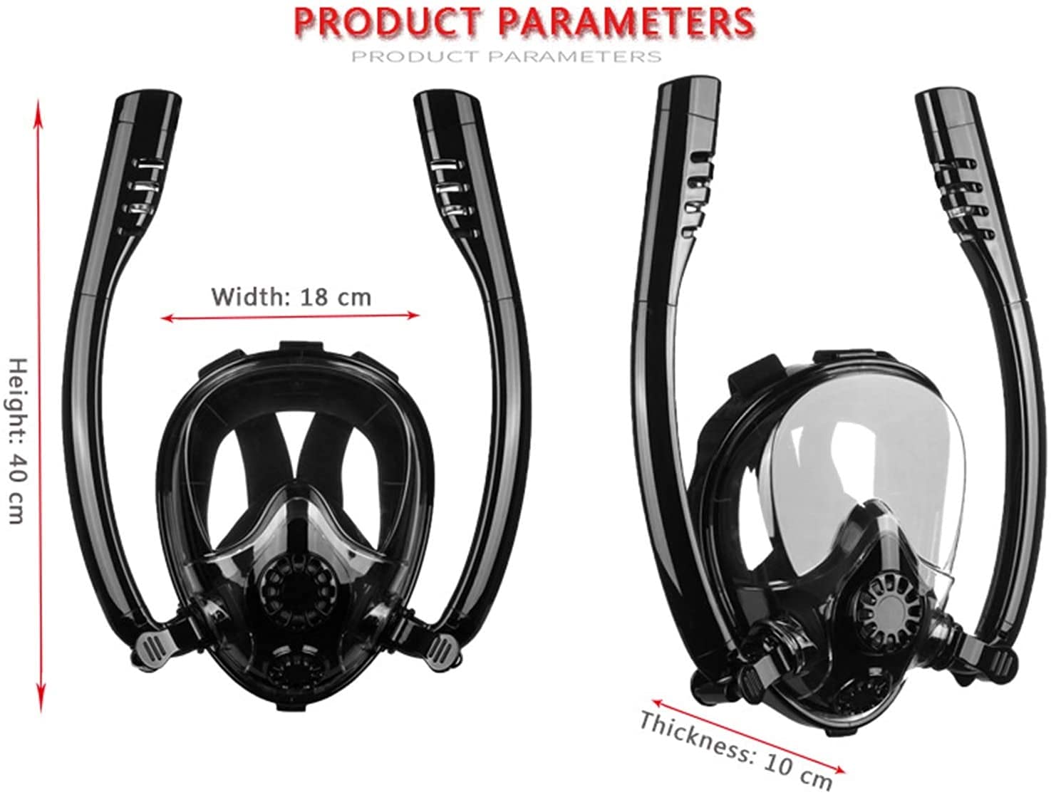 MRKU Gafas de Buceo con Tubo de respiración, antivaho, de Cara Completa, con Doble Tubo, visión panorámica de 180°, antivaho y Soporte para cámara para Adultos y Adolescentes
