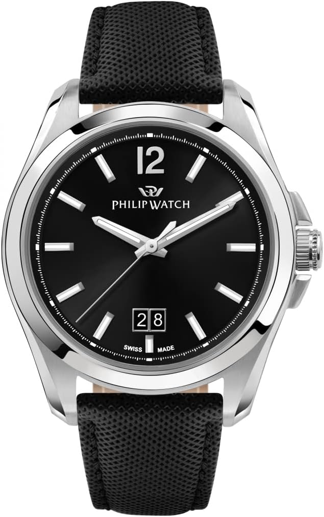 AMALFI 43mm 3H ブラックダイヤル ブラックST, ブラック, モダン Amazonで販売中 AMALFI 43mm 3H ブラックダイヤル ブラックST, ブラック, モダン Amazonで販売中