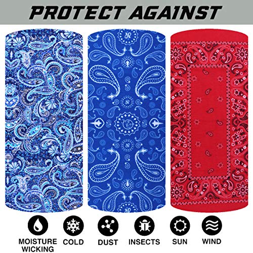 6 Stück Nahtlose Bandanas Multifunktionstuch Schal - Elastiche Multifunktion Stirnband Gaiter Balaclava Gesichtsmaske Kopfbedeckung UV Residenz für Yoga Laufen Wandern Radfahren Motorradfahren
