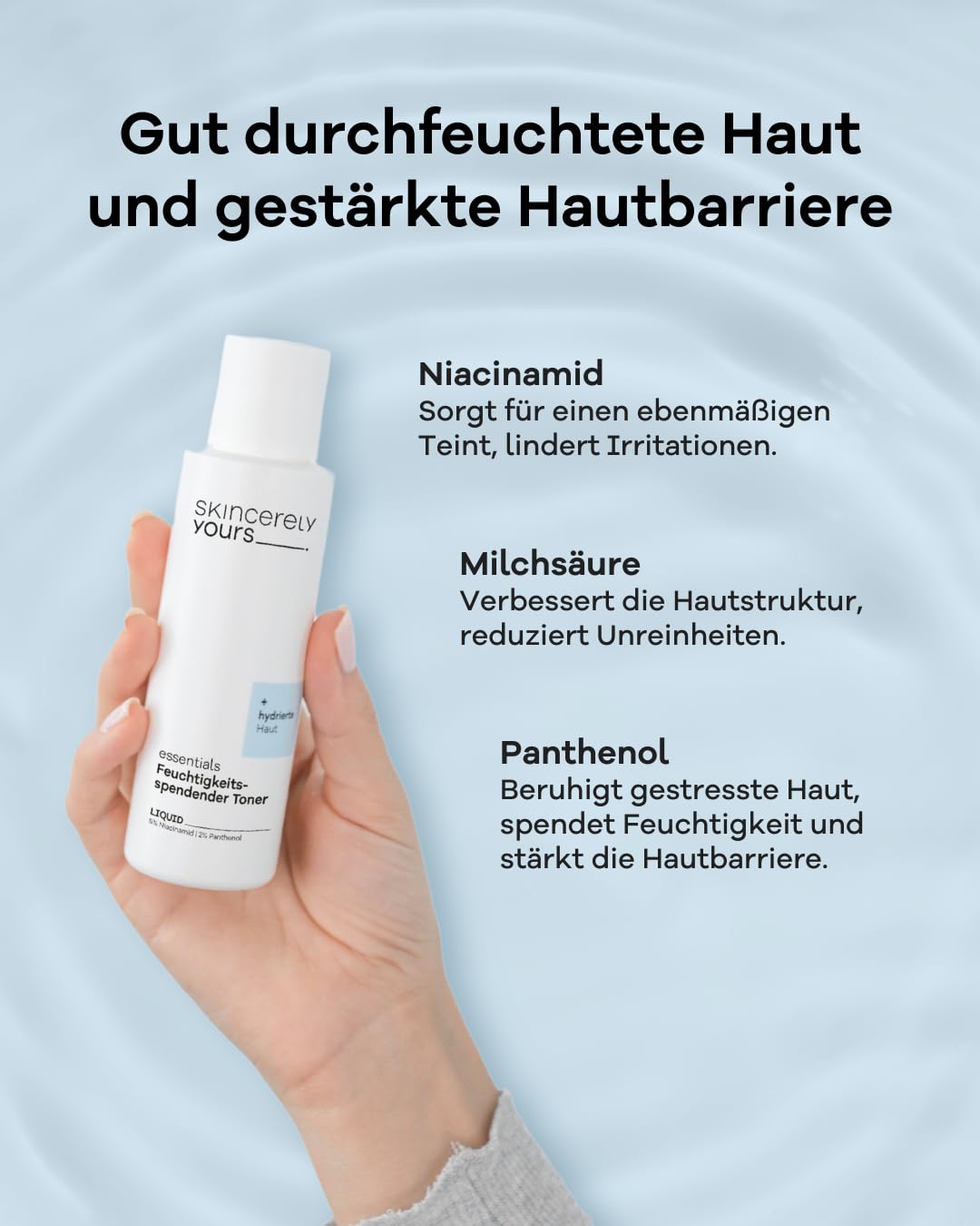 Skincerely Yours Nawilżający toner 100 ml I kojący tonik do twarzy do intensywnie nawilżonej skóry I redukuje zaczerwienienia I