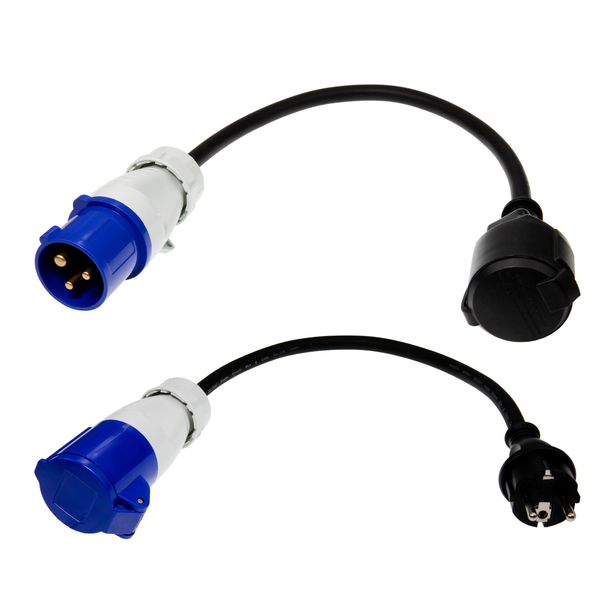 Afeld Elektro 2X CEE Adapter CEE-Stecker auf Schuko-Kupplung Schuko-Stecker auf CEE-Steckdose 230V 16A für Camping & Wohnmobil