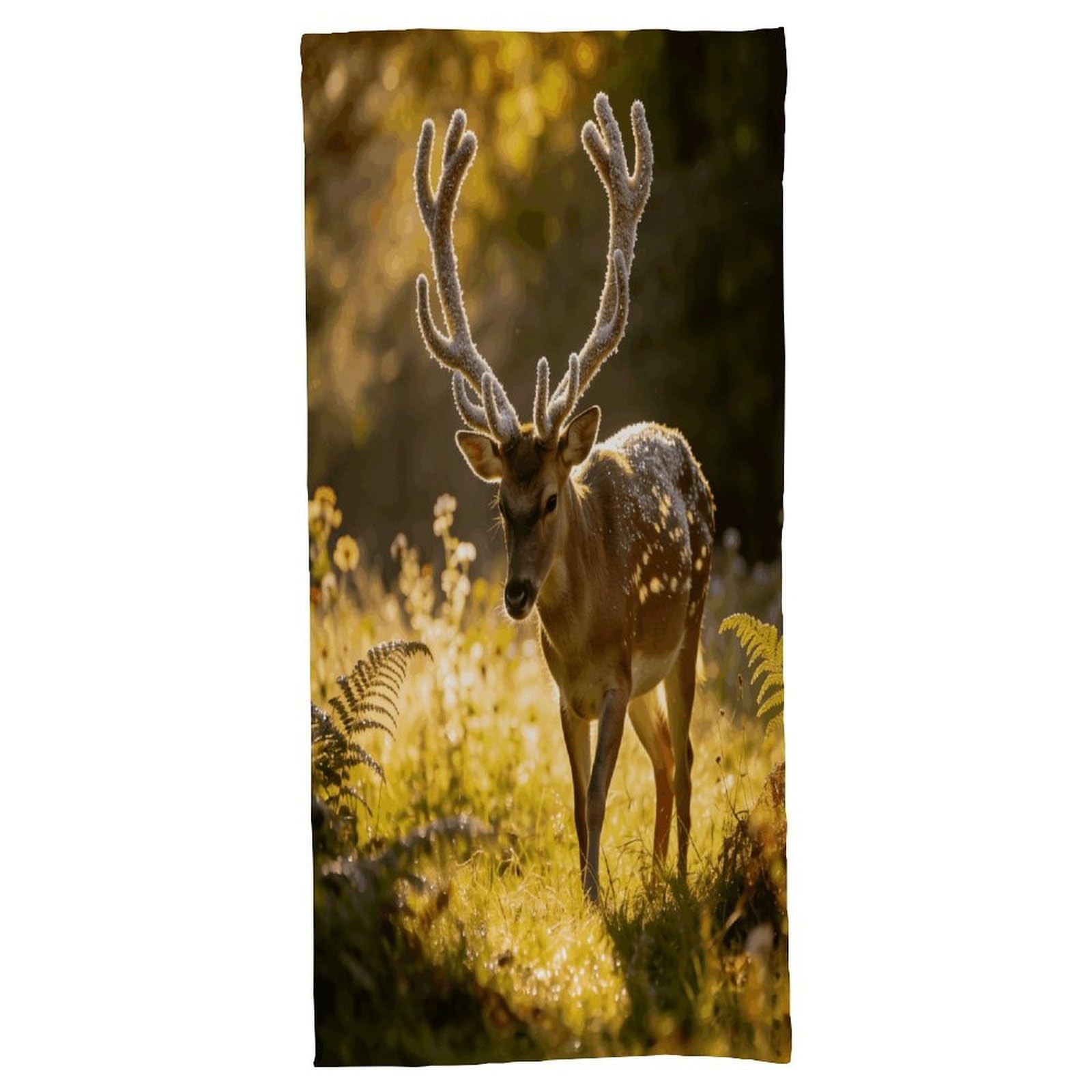 Fodpand Style Graceful Deer With Antlers In Nature Bath Towel, Highly Absorbent & Quick Drying Beach Towel, Compact & Lightweight Pool Towel For Bathroom, Beach, Pool, Gym, Spa, And Hotel Use