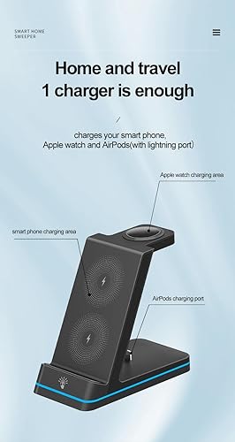 Miniatura 5 de Estación de carga 3 en 1, cargador inalámbrico para iPhone 15, 14, 13, 12, 11 X, Apple Watch, base de carga para AirPods por Lightning (adaptador