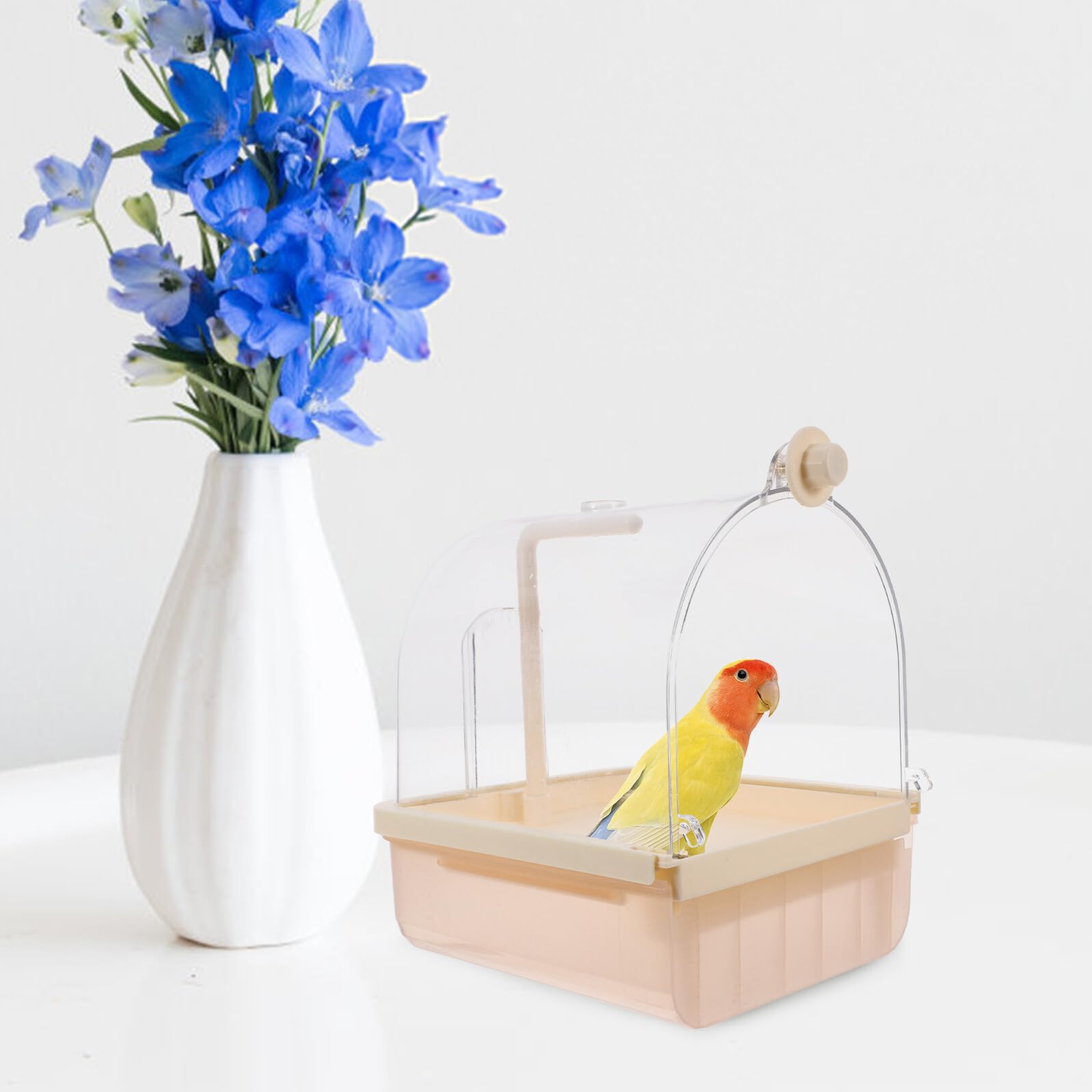 Toddmomy Bird Bath Box per Uccelli Vasca da Bagno Automatica per Pappagalli con Testa Spruzzatrice Accessorio per Gabbia con Funzione di Alimentazione e Bagno per Uccelli di Piccole e Medie