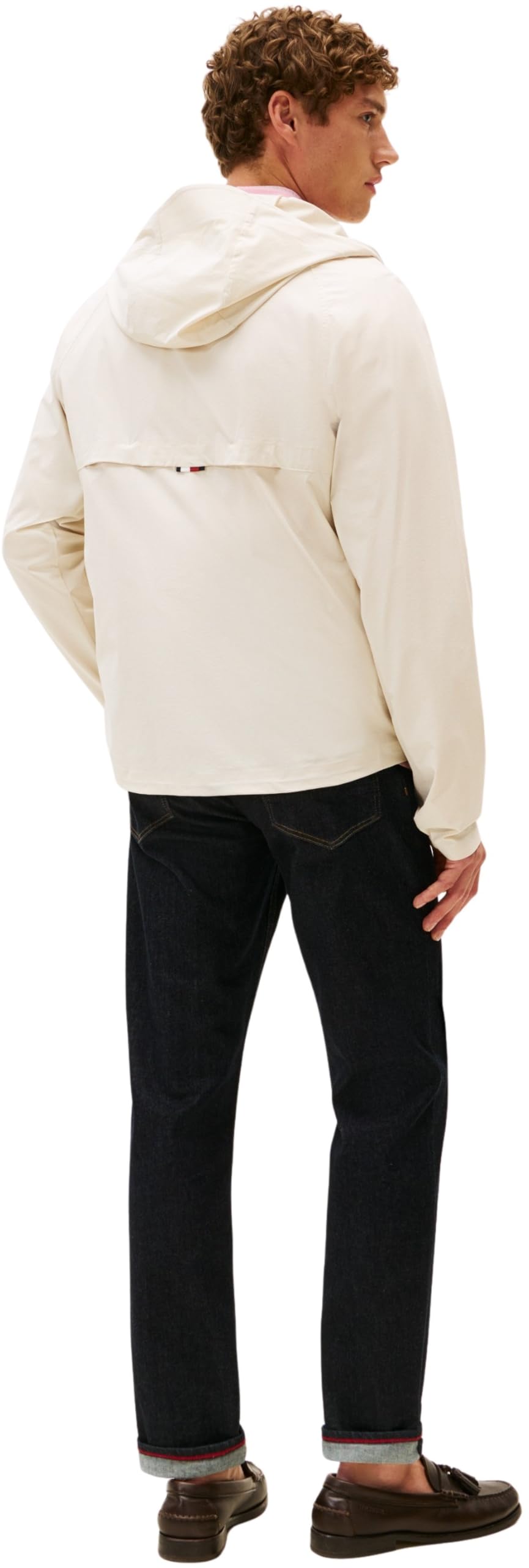 Tommy Hilfiger Herren Übergangsjacke Hooded mit Kapuze, Elfenbein (Newsprint), L – Ansicht 2