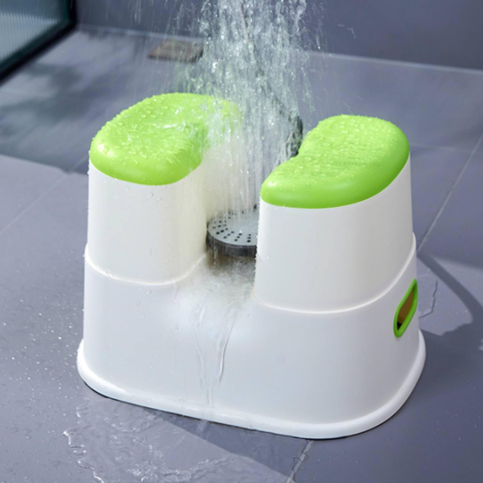 Asiento Baño con Abertura Central Resistente Al Agua Taburete Ducha Plástico Ergonómico para s, Gris