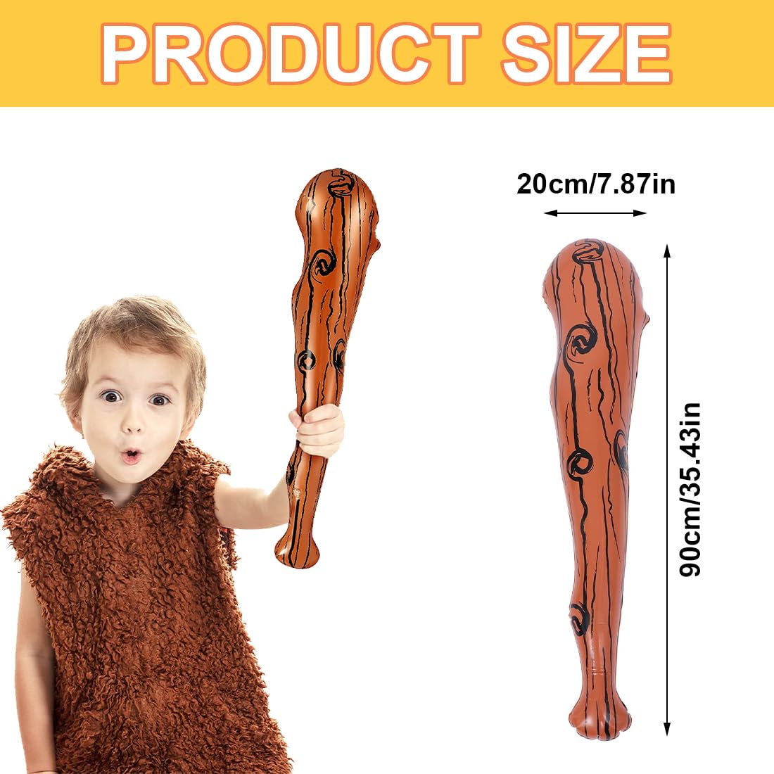 WeddHuis 2 Unidades Maza Inflable de Cavernícola Palo de Madera Hinchable Accesorio para Fiestas Temáticas Cosplay Representaciones (Marrón)