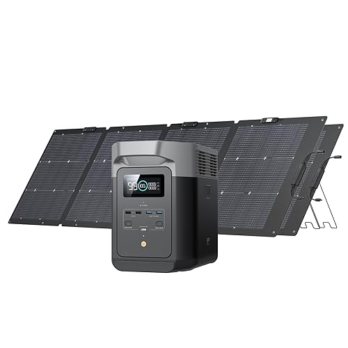EF ECOFLOW - Generador solar DELTA 2 con paneles solares portátiles de 2 x 220 W, batería LFP de 1024 Wh, carga rápida, estación de energía portátil