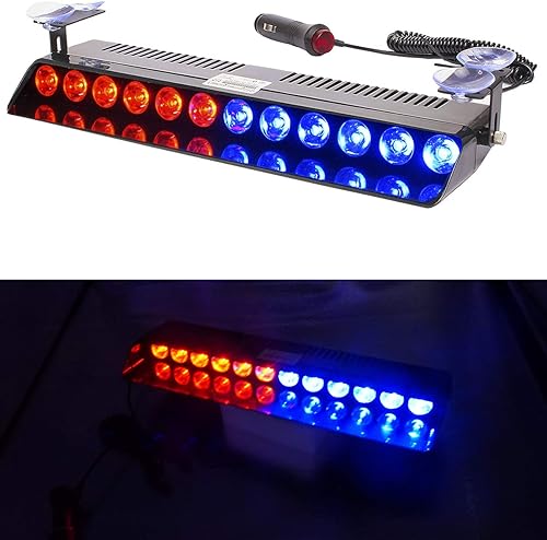 Miniatura 2 de Luz estroboscópica LED roja y azul para emergencia advertencia de emergencia 12 LED ventosa para salpicadero interior techo parabrisas salpicadero
