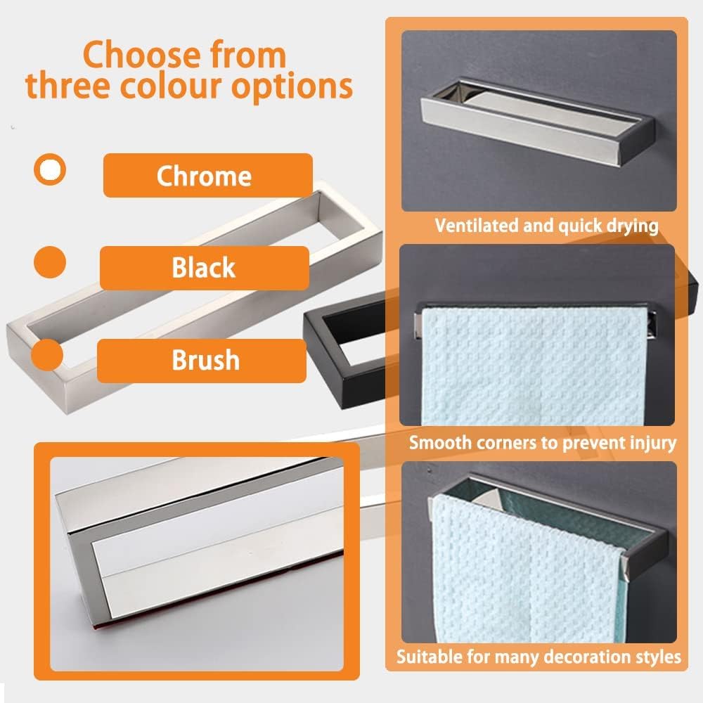 Toallero Autoadhesivo de Aceros Inoxidables Toallero de Pared Sin Perforación Cromado Toallero de Baño para Baño Cocina (40 cm)