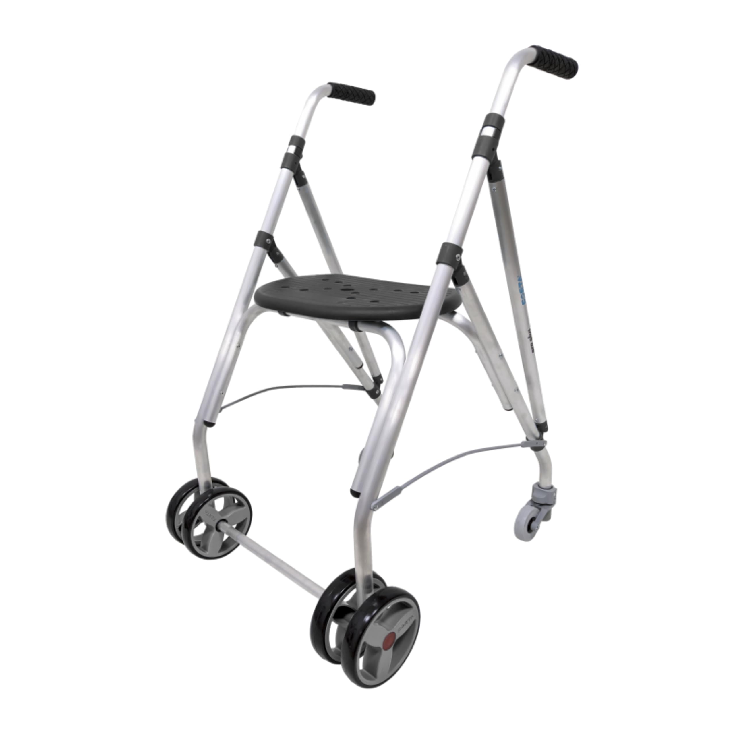 Forta Ara Plus - Andador Ligero y Plegable para Personas Mayores - Para Uso en Exteriores - Con Asiento Integrado, Regulable en Altura, Freno de Presión, Capacidad de Carga hasta 130 Kg (Negro)