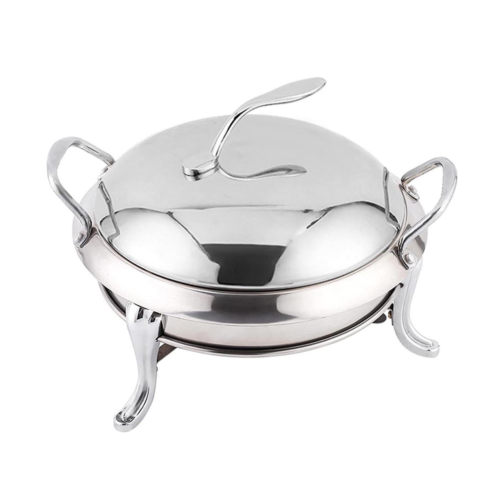 RSBFER Stainless Steel Chafing Dish Buffet Set, Round Buffet Server with Pans, Lid and Fuel Holders, for Parties, Weddings, Banquet Events,Silver,24cm