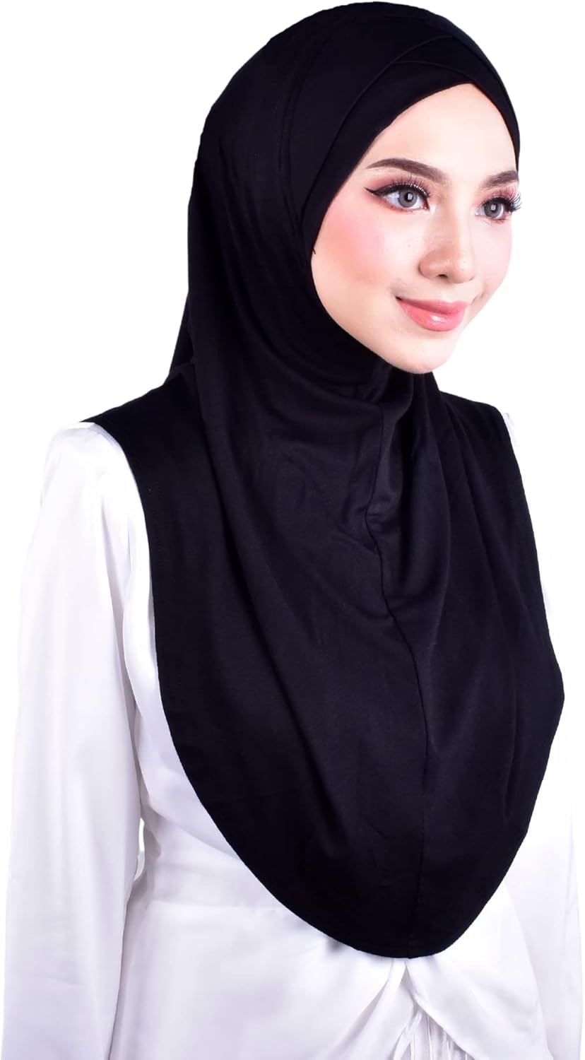 MuLanLegend Handmade | Muberra Pleated Instant Hijab | One Piece Easy Slip On Practical and Comfortable(L Size)