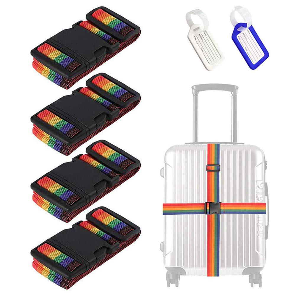4 Cinghie Regolabili Per Valigia Da Viaggio - Cravatte Per Bagaglio, Sicurezza, Blu, 1,8m