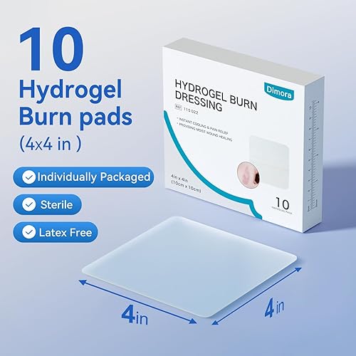 Miniatura 6 de Dimora Apósito de hidrogel para quemaduras de 4 x 4 pulgadas, alivio instantáneo de enfriamiento para quemaduras y heridas menores, almohadillas