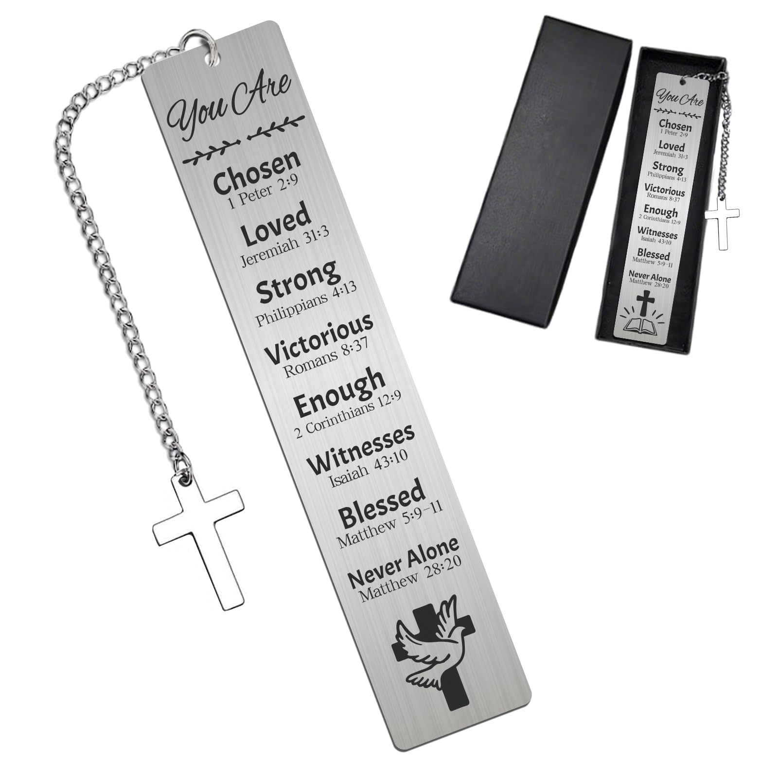 Peacoblue Bible and Pattern Metal Bookmarks for Book Lovers Reading Women Men Bookish Bookworms, Inspirational Book Mark Gift with Charm for Christmas Birthday Graduation