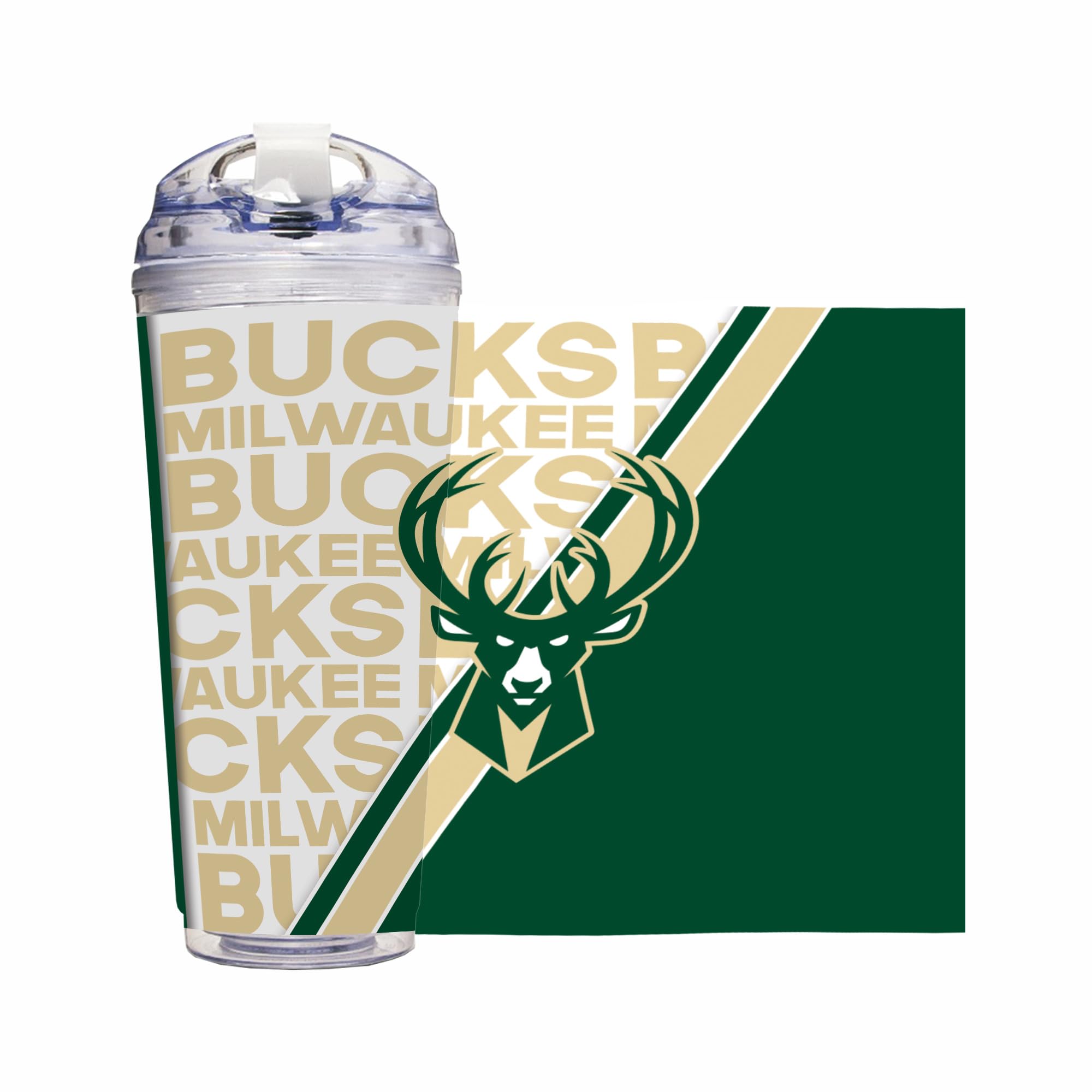 Rico Industries NBA Basketball Utah Jazz - Vaso acrílico de 24 onzas con tapa con bisagras, vaso de doble pared con licencia oficial y popote