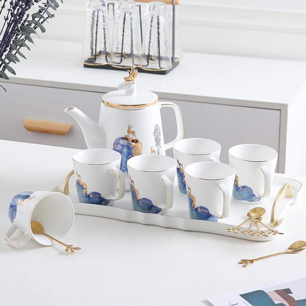 Nowoczesny Klasyczny Czajniczek Premium, Trwały, Glazurowany Ceramiczny Czajnik Do Herbaty, Wbudowany Filtr, Mały Otwór, Tacka, Zestaw Filiżanek Do Kawy Do Dom,Type-c