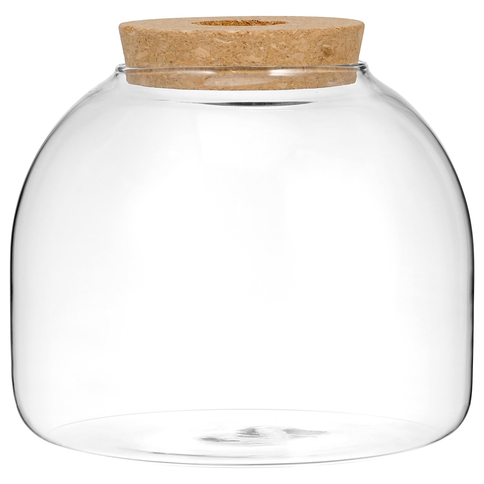SUPVOX Glass Terrarium Jar with Wood Stoppers - Small Tabletop Terrarium Glass,Round Fish Bowl Vase for Craft Garden