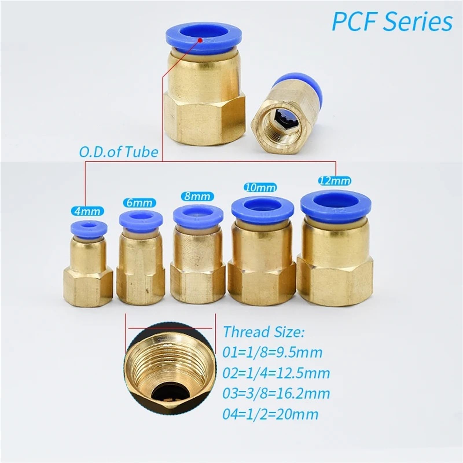 Raccord fileté for tuyau, 1/8 ", 1/4", 3/8 ", 1/2", 4MM, 6MM, 8MM, 10MM, 12MM, raccords pneumatiques, 1 pièce(10MM,1/4")