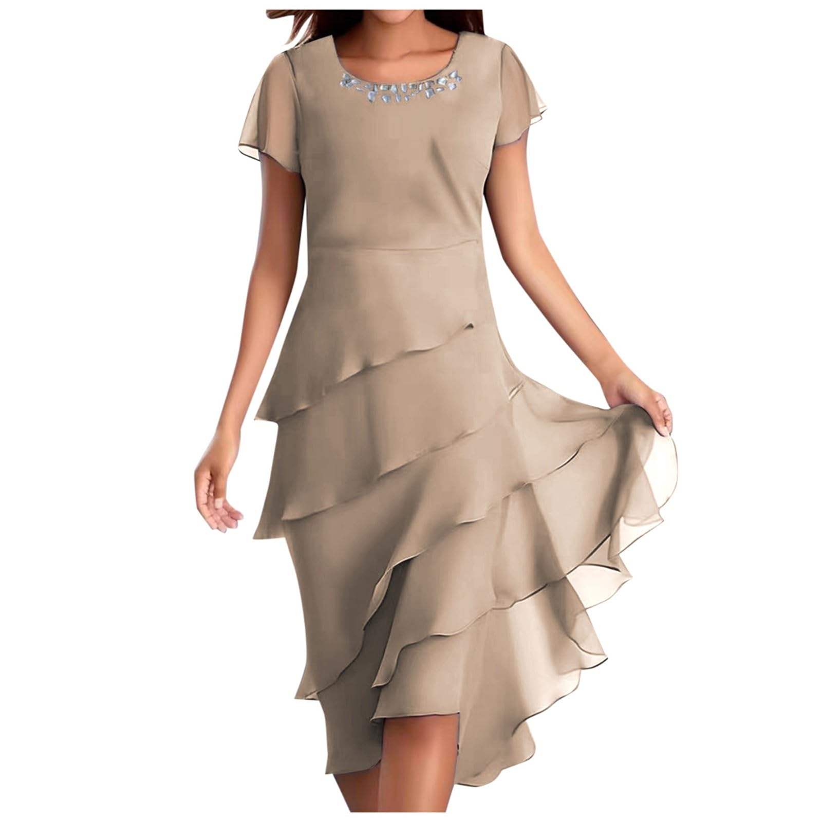Générique Abito da donna casual tunica fluida maxi estate leggera cotone spiaggia vacanza morbido traspirante A19