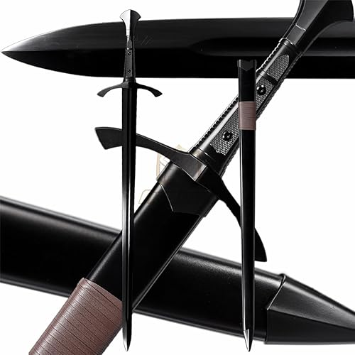 Miniatura 1 de Fidestisan Espada larga medieval Claymore de 45 pulgadas hecha a mano, espada larga real, hoja negra de espiga completa, desmontable de