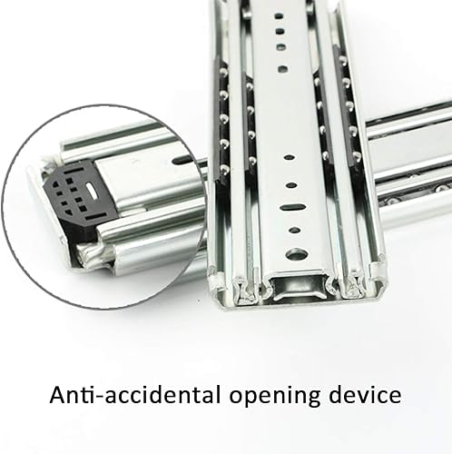 Miniatura 2 de Diapositivas de cajón para equipos industriales pesados, de 2.992in de ancho, con cerradura, rodamientos de bolas, extensión completa, capacidad de