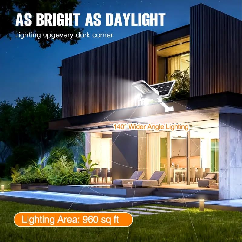 Miniatura 4 de Farola solar para exteriores, IPX4 impermeable con iluminación gran angular de 240, tiempo de iluminación de 12-24 horas, control remoto, 6000 mAh,