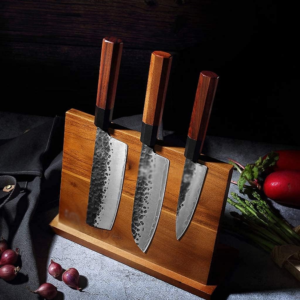 Knife Block Storage Stand Kitchen,Only Selling Cutter Holder,Magnetic Solid Wood Magnetic Large Universal Rack Countertop