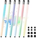 6Pcs Stylus, Stylus Pen for Touchscreen, 2-in-1 Stylus Pen for iPad, High Precision and Sensitivity Double Rubber Tips, Compatible with iPad/iPhone/Android Tablets and Touch Screen (6 Gradient Colors)