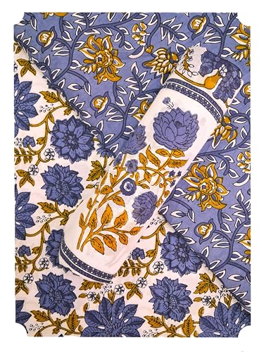 Image of VEENA HANDICRAFT Pure Cotton Jaipuri Sanganeri Print Salwar Suit With Dupatta set
