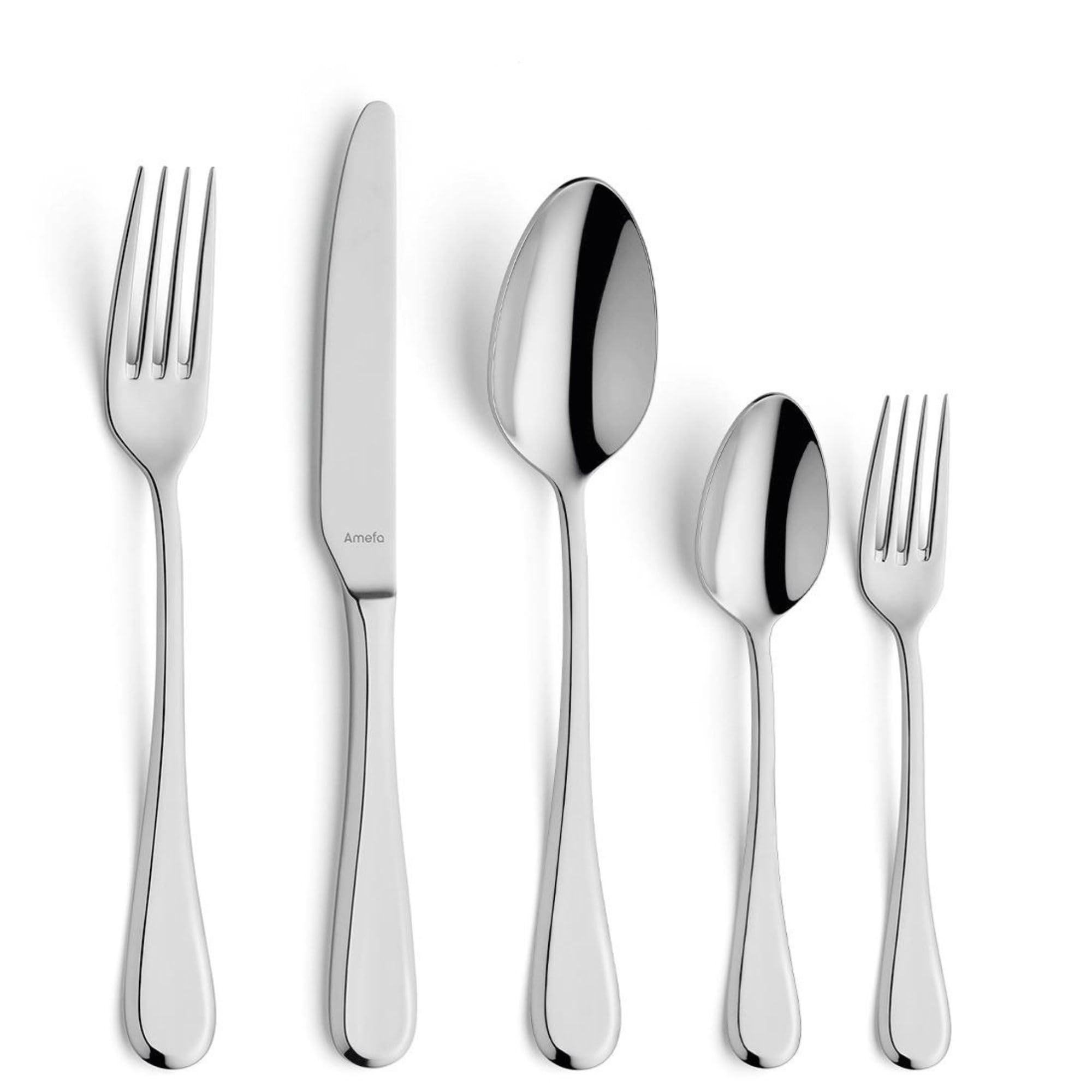 Amefa Silver Drift Cutlery Set For 6 People (Highly Polished) | 30 Pieces | Stainless Steel 18/0 | Rustproof And Dishwasher Safe | Elegant Cutlery Set For 6 People | Cutlery 6 People With Sophisticated