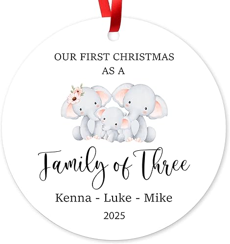 Miniatura 32 de Adorno de Navidad de familia de 3 2024, adorno personalizado para la primera Navidad del bebé, recuerdo de adorno familiar con tema de oso, 3.5