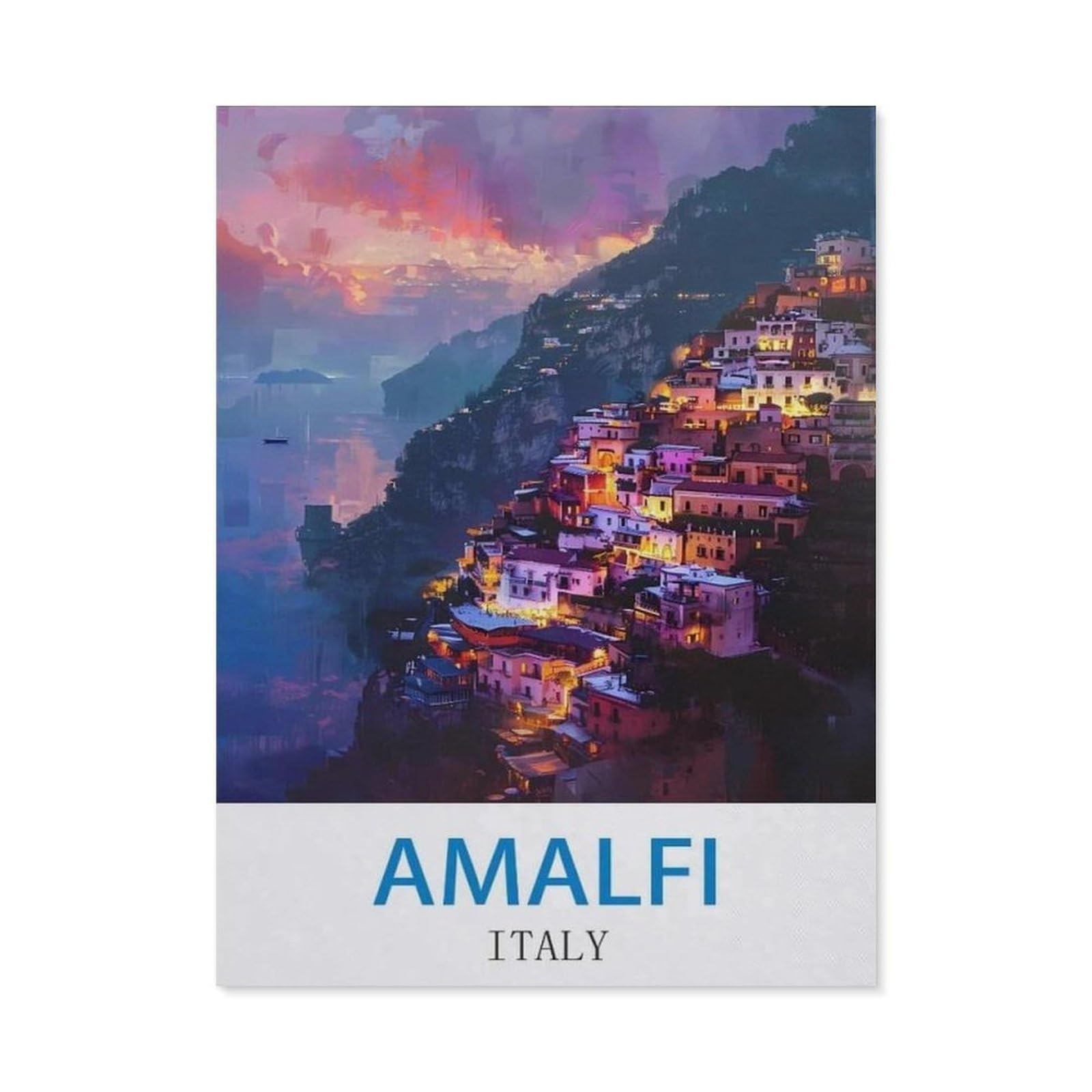 Beayodkp （30 X 40 Cm/11.81 X 15.74 Inches） Diamond Painting，Amalfi Italy，Diamond Painting Art Embroidery Cross Stitch Pictures Gift Wall Decoration-Ci44