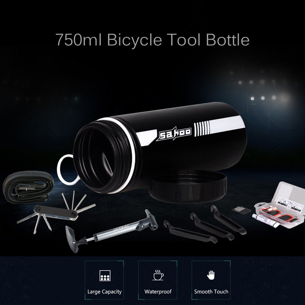 Lixada 14 in 1 Kit di Strumenti di Riparazione Bici con Mini Pompa Bottiglia per Attrezzi da Bici da 750 ml Set Bicicletta Mend Multi Funzione