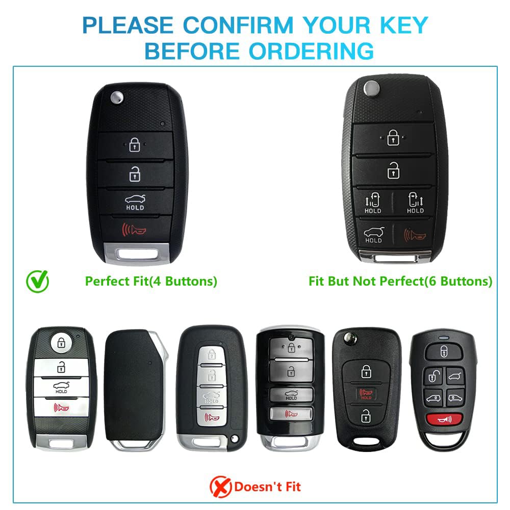 Blue TPU Key Fob Cover For Kia Sportage, Soul, Forte, Optima, Rio – 4-Button, 60-Day Warranty