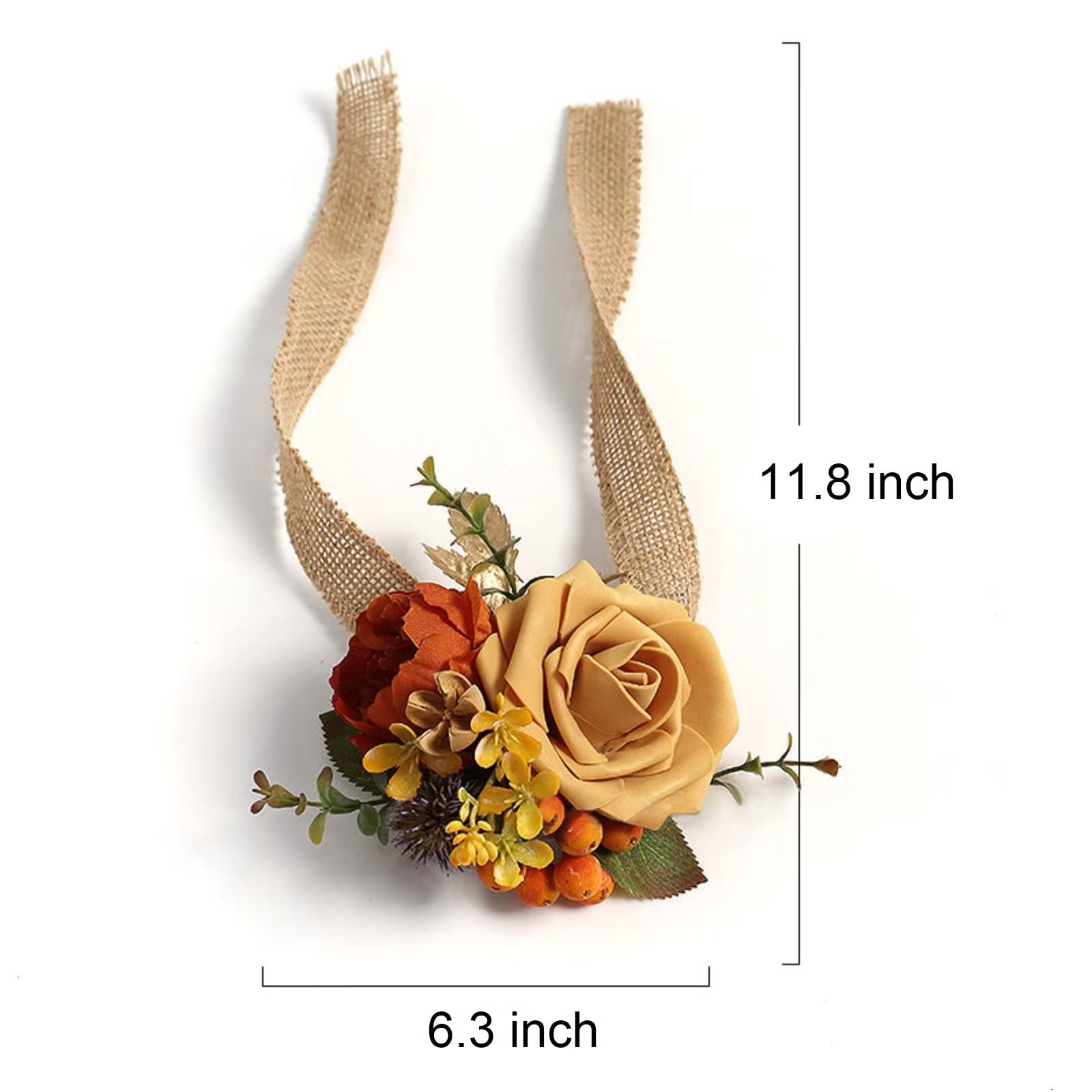 Emivery Wrist Corsage Set of 6, Terracotta Flower Corsage Rustic Wristlet Band Bracelet Girl Bridesmaid Wedding Wrist Corsage Party Prom Flower Accessories