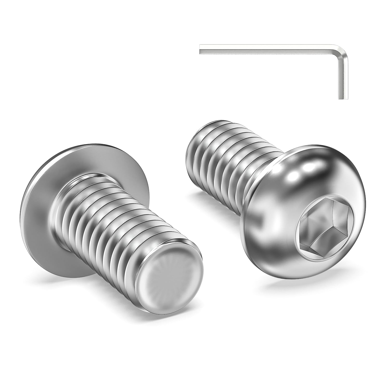 Valorada 60Pcs M6 Bolts, M6 x 12mm Button Head Socket Cap Bolts Screws, 304 Stainless Steel, Allen Hex Drive, Bright Finish, Fully Machine Thread with Allen Key
