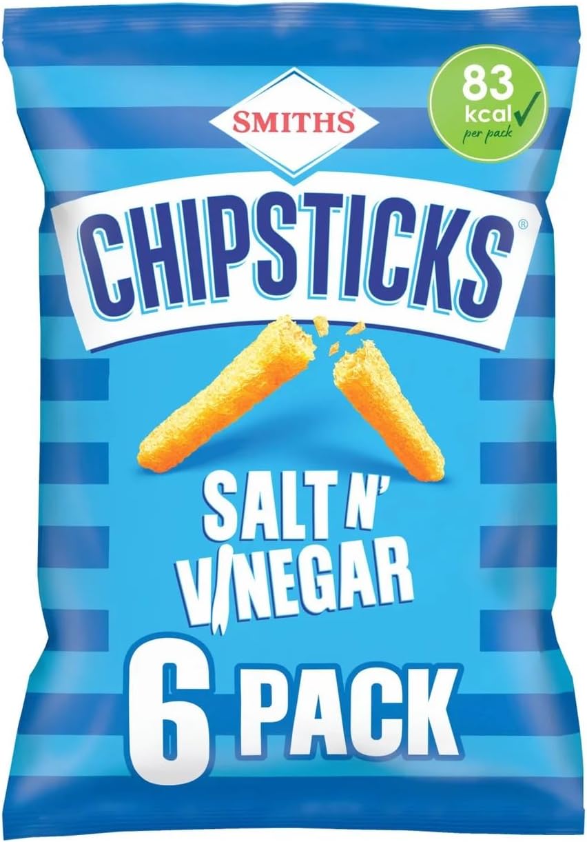 Smiths Chipsticks Salt and Vinegar, Blue, 6 x 17 g