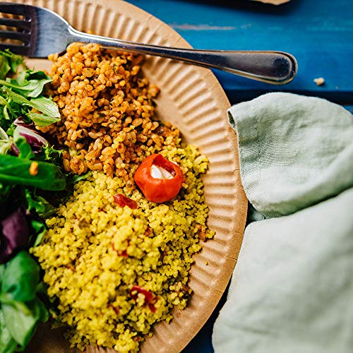 BIOZOYG Piatti di Carta Marrone Rotondi 23 cm Ø - Usa e Getta Robusti, Stoviglie Riciclabili Ecologici Biodegradabili - 100 Pezzi - immagine 5