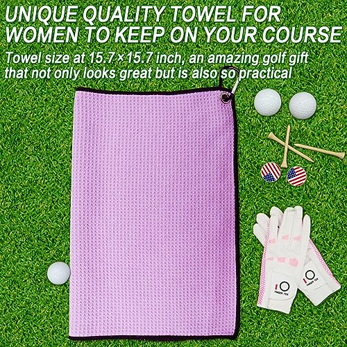 Finger Ten Golf Towel Microfiber Waffle Towels For Golf Bags For Men Women With Clip 15.7’’X15.7’’ Set In Gray Black Purple (Black&Gray&Purple, 15.7''X15.7'') #TOP1