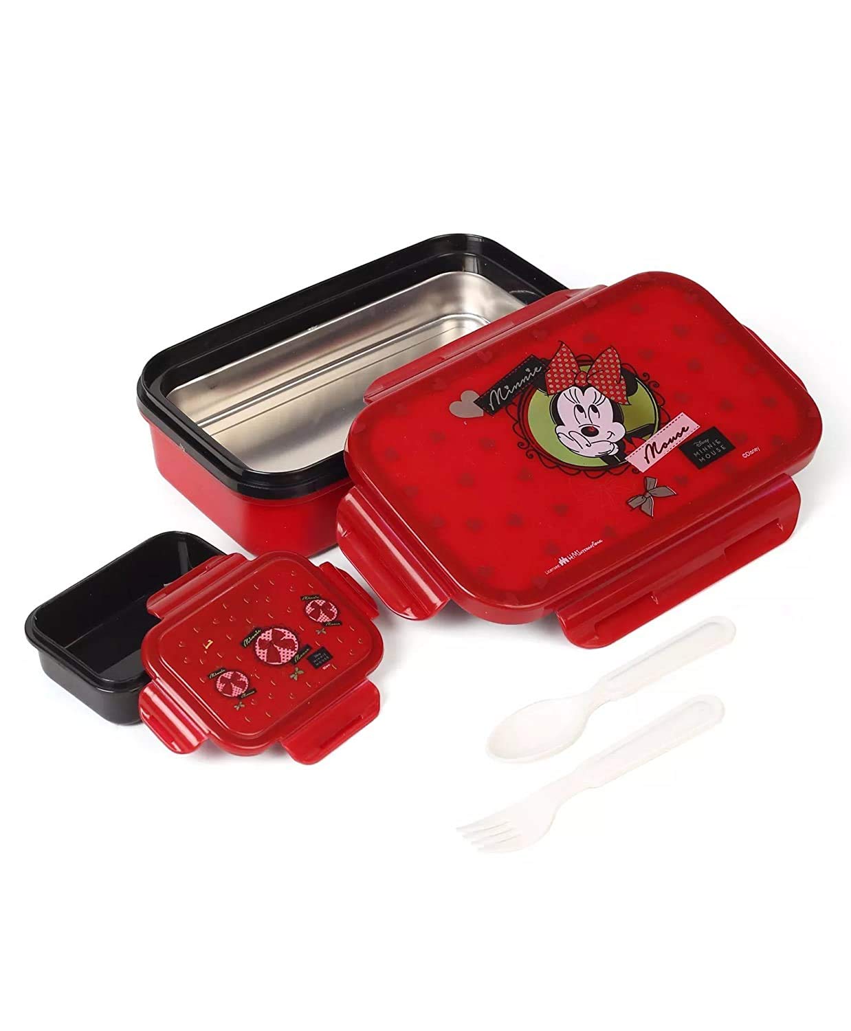 HM International Disney Minnie Mouse Plastic Lunch Box, 600 ml, Multicolour (HMRPLB 71195-MN)