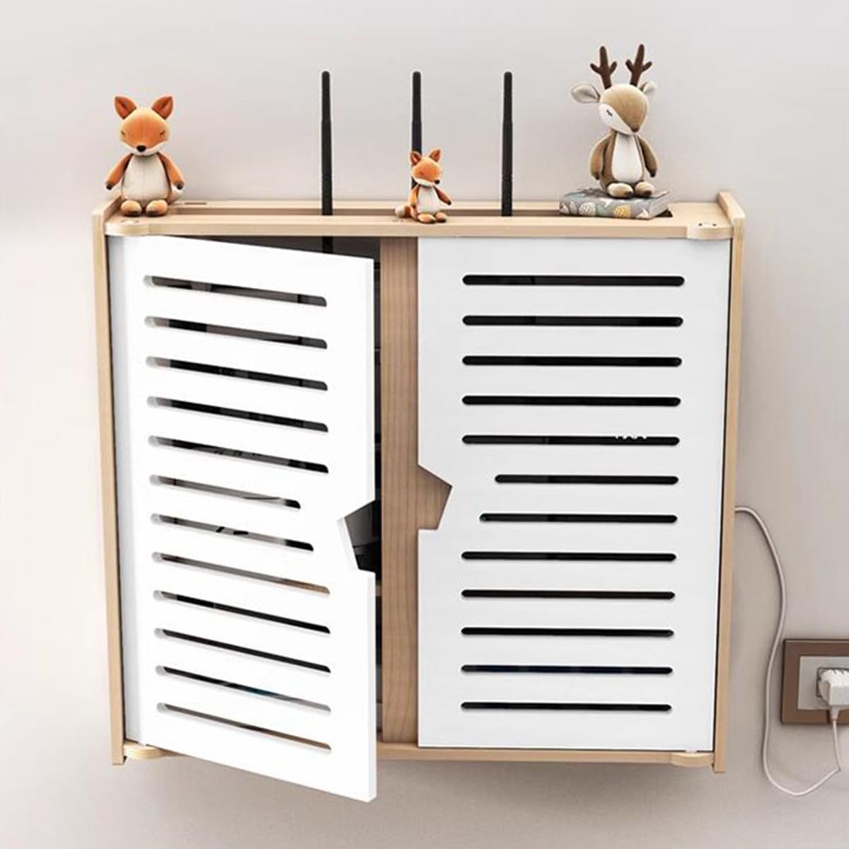 Porta Modem da Parete, Mensola Porta Modem Wifi da Parede, Scatola Router Wifi per Nascondere il Router e Mettere in Ordine i Suoi Cavi
