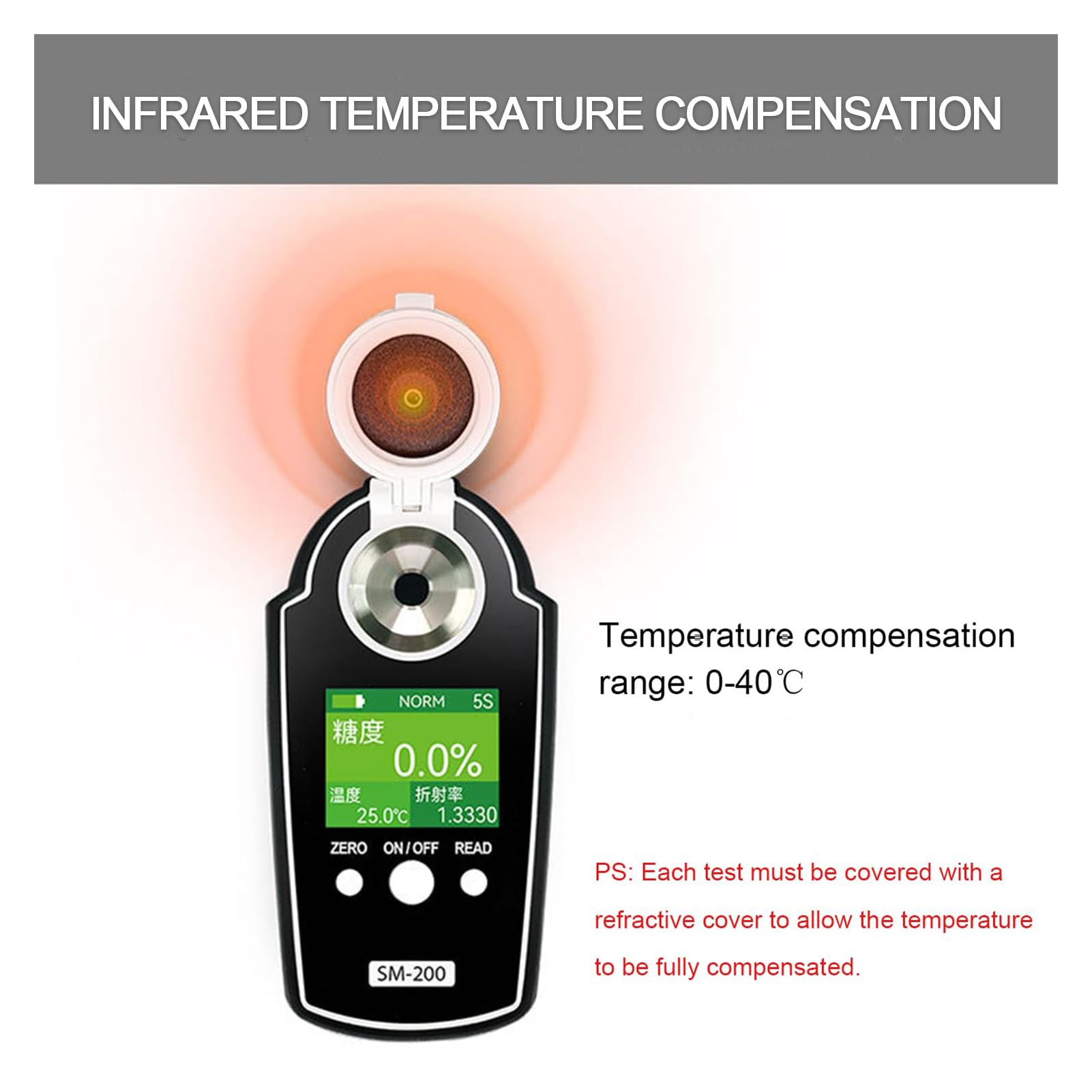Tester digitale Brix - Rifrattometro digitale ad alta precisione con display TFT, precisione 0-58% ± 0,2%, risoluzione 0,1%, compensazione automatica della temperatura per succhi e bevande